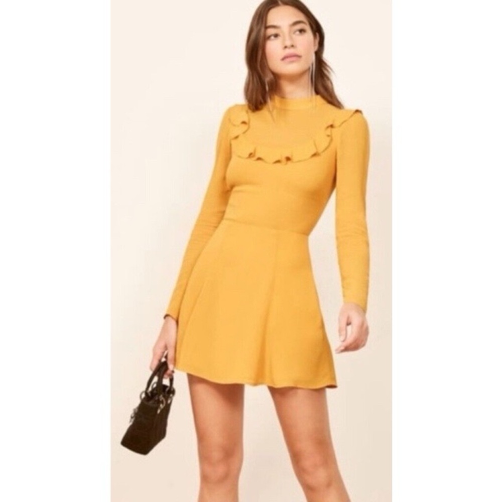 Reformation Mustard Long Sleeve Dress